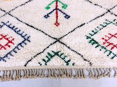 Diamonds Vintage Moroccan Boujaad Rug - Handmade Wool Berber Carpet, Multicolored Bohemian Design, Custom Size for Unique Home Decor