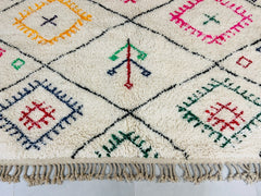 Diamonds Colorful Unique Azilal Berber Rug – Colorful Handwoven Moroccan Carpet