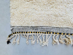 70% OFF** Luxurious Moroccan Berber Beni Ourain Wool Rug in Cream, Handwoven Modern Geometric Area Rug with Tassel Edges, Bohemian Rug, Rugs