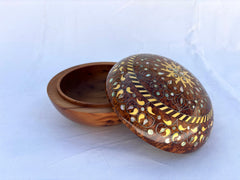 9"x9" Round Wooden Jewelry Box Made Of Thuya Burl, Moroccan Wood Box Decorative ,Storage Box For Women, wooden pebble box, desk accessory