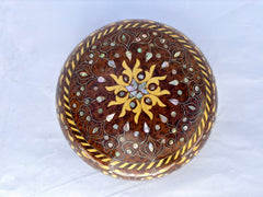 9"x9" Round Wooden Jewelry Box Made Of Thuya Burl, Moroccan Wood Box Decorative ,Storage Box For Women, wooden pebble box, desk accessory