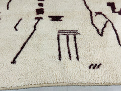 White Moroccan Rug - Handmade Beni Ourain Wool Carpet - Azilal Berber Style - Minimalist Boho Decor