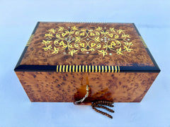 10"×7" Handmade Round Thuya Wood Jewelry Keepsake Box – Unique Moroccan Craft, Decorative and Storage unique storage box, thuya burl Gift