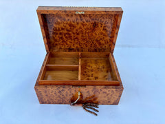 10"×7" Handmade Round Thuya Wood Jewelry Keepsake Box – Unique Moroccan Craft, Decorative and Storage unique storage box, thuya burl Gift