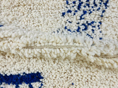 Artistic Moroccan Rug - Handmade Blue & White Beni Ourain Carpet - Tribal Berber Rug - Authentic Moroccan Wool Carpet