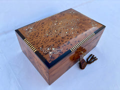 12"×8" Wooden Jewelry Box, Arched Box Shape, Made Of Thuya Burl, Decorated With Lemon Wood, Best Gift, handmade Morocco