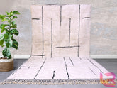 Luxurious Beni Ourain Rug - Handmade Moroccan Wool Rug - Cream & Black Tribal Design - Custom Area Rug for Modern Homes