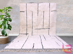Luxurious Beni Ourain Rug - Handmade Moroccan Wool Rug - Cream & Black Tribal Design - Custom Area Rug for Modern Homes