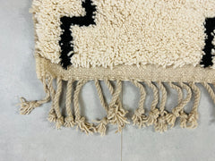 Black Grid Traditional Moroccan Rug - Handmade Beni Ourain Wool Carpet - Custom Berber Area Rug for Home Decor
