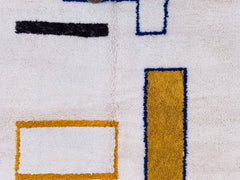 Exclusive Beni Ourain Rug - Handwoven Moroccan Wool Rug, Cream & Orange Custom Size, Tribal Berber Carpet for Modern Homes