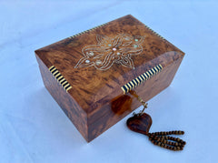 8"×5" Thuya Box,Handmade Jewelry Box,Antique Wooden Box,Wooden Box,Wooden Treasure Box,Engraved Jewerly Box,Moroccan Wood Box,Unique Jewerly Box