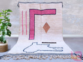 Personalized Moroccan Rug - Handmade Mrirt Wool Carpet - Pink Boujaad Berber Rug - Custom Boho Decor