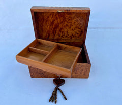 9"×6" Handmade Moroccan Thuya Burl Wood Jewelry Box – Luxury Lockable Keepsake Organizer, Custom Engraved Gift Idea