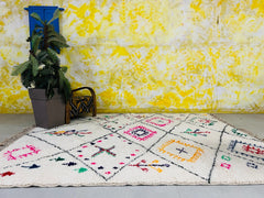 Diamonds Authentic Boho Berber Colorful Rug, Handmade Rug Size, Boujaad Carpet Bazaar, Custom Rug Bedroom Aes, Bohemian Rug 7x10, Housewarming Gift