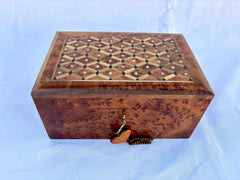 12"×8" High-Quality Thuya Burl Jewelry Box – Lockable Wooden Jewelry Organizer, Christmas Gift Idea
