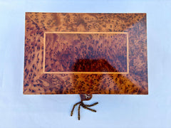 12"x8" Moroccan Thuya Wood Jewelry Box with Secret Drawers – Handmade Geometric Inlay, Decorative Storage for Women