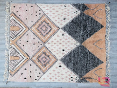 Luxury Moroccan Berber Rug - Pink Beni Ourain Wool Carpet - Handmade Custom Area Rug for Living Room
