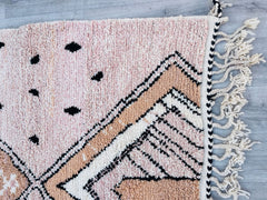 Luxury Moroccan Berber Rug - Pink Beni Ourain Wool Carpet - Handmade Custom Area Rug for Living Room