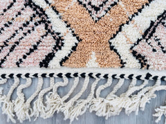 Luxury Moroccan Berber Rug - Pink Beni Ourain Wool Carpet - Handmade Custom Area Rug for Living Room
