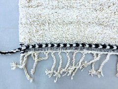 Striped Authentic Moroccan Boujaad Rug – Custom Handmade Berber Carpet – White & Black Bohemian Area Rug for Living Room