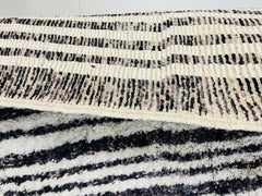 Striped Handmade Moroccan Ivory Wool Rug - Solid White Beni Ourain Berber Shaggy Rug - Custom Hygge Plain Cream Area Rug - Eco-friendly neutral rug