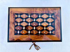 12"×8" Handmade Morocco Thuya Burl Wood Jewelry Box Lockable Luxury Keepsake Organizer, Decorative Storage Gift for Women,Unique Wood Grain