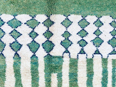 Custom Green & Blue Berber Rug – Handwoven Tribal Carpet for Cozy Interiors