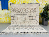 Luxurious Moroccan Berber Beni Ourain Wool Rug - Handwoven Cream Geometric Area Rug with Tassel Edges, Bohemian Decor, 70% OFF