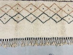 Luxurious Moroccan Berber Beni Ourain Wool Rug - Handwoven Cream Geometric Area Rug with Tassel Edges, Bohemian Decor, 70% OFF