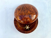 9"x9" Moroccan Thuya Burl Wooden Box – Handmade Round Jewelry Organizer, Decorative Desk Accessory, Best Gift for Her