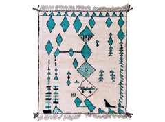 Luxurious Handmade Moroccan Berber Rug - Cream Beni Ourain Wool Rug, Bohemian Tassel Edges, Modern Geometric Design, 70% OFF