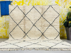 Diamonds Boujaad Rug - Handmade Moroccan Wool Carpet - Custom Berber Area Rug - Bohemian Living Room Decor