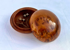 7"x7" Round Thuya Wood Jewelry Box – Handcrafted Moroccan Pebble Box, Unique Storage for Women, Eco-Friendly Gift