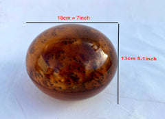 7"x7" Round Thuya Wood Jewelry Box – Handcrafted Moroccan Pebble Box, Unique Storage for Women, Eco-Friendly Gift