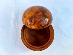 7"x7" Round Thuya Wood Jewelry Box – Handcrafted Moroccan Pebble Box, Unique Storage for Women, Eco-Friendly Gift