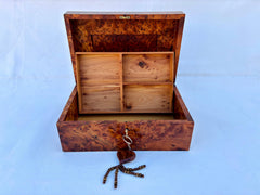 12"x8" Moroccan jewellery Box lockable thuya wooden burl Jewelry Box organizer with key Christmas gift idea