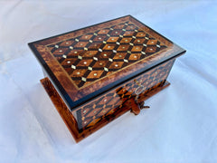 12"×8" Handcrafted Thuya Wood Jewelry Box – Moroccan Artisan Design, Lockable Keepsake Organizer, Ideal for Special Occasions