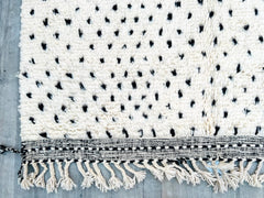 Black Dots Boho Berber Rug - Black and White Moroccan Rug with Geometric Dots
