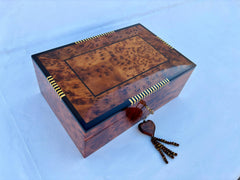 12"×8" Wooden Jewelry Box Handmade Acacia Wood Box with Ring Organizer Pull out Drawers with Dividers and Jewelry Tray with Lined Compartments