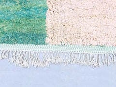 Green Checkered Handmade Moroccan Ivory Wool Rug - Solid White Beni Ourain Shaggy Rug - Custom Cream Area Rug - Eco-Friendly Decor