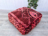 Moroccan Pouf with Leather Tassels - Bohemian Floor Cushion, Retro Vintage Vibes, Unstuffed Ottoman, Perfect for Reading Nooks