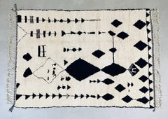 White Beni Ourain Rug - Handmade Moroccan Berber Carpet - Luxurious Wool Area Rug - Custom Bohemian Decor