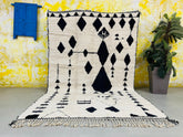 White Beni Ourain Rug - Handmade Moroccan Berber Carpet - Luxurious Wool Area Rug - Custom Bohemian Decor