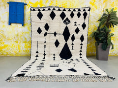 White Beni Ourain Rug - Handmade Moroccan Berber Carpet - Luxurious Wool Area Rug - Custom Bohemian Decor