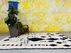 White Beni Ourain Rug - Handmade Moroccan Berber Carpet - Luxurious Wool Area Rug - Custom Bohemian Decor