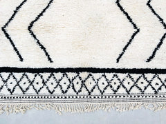 White Black Beni Ourain Rug - Handmade Moroccan Berber Carpet - Custom Wool Area Rug - Authentic Moroccan Design