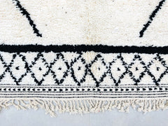 White Black Beni Ourain Rug - Handmade Moroccan Berber Carpet - Custom Wool Area Rug - Authentic Moroccan Design