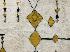 Custom Moroccan Berber Rug - Handwoven Boujaad Carpet - White Yellow Bohemian Rug - Unique Home Decor Gift