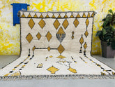 Custom Moroccan Berber Rug - Handwoven Boujaad Carpet - White Yellow Bohemian Rug - Unique Home Decor Gift