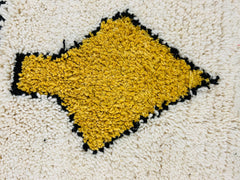 Custom Moroccan Berber Rug - Handwoven Boujaad Carpet - White Yellow Bohemian Rug - Unique Home Decor Gift